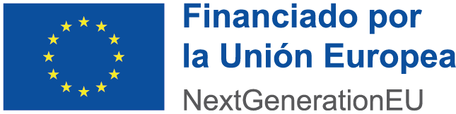 Logo de la Unión Europea con el texto "Financiado por la Unión Europea" y "NextGenerationEU", simbolizando el apoyo y la inversión en proyectos de desarrollo sostenible.
